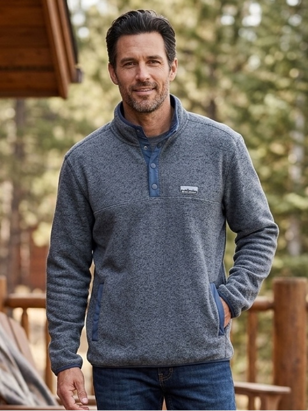 Eddie Bauer Gray Heather Fleece Crewneck Pullover with Blue Trim, Men’s Size XXL - Picture 1 of 8